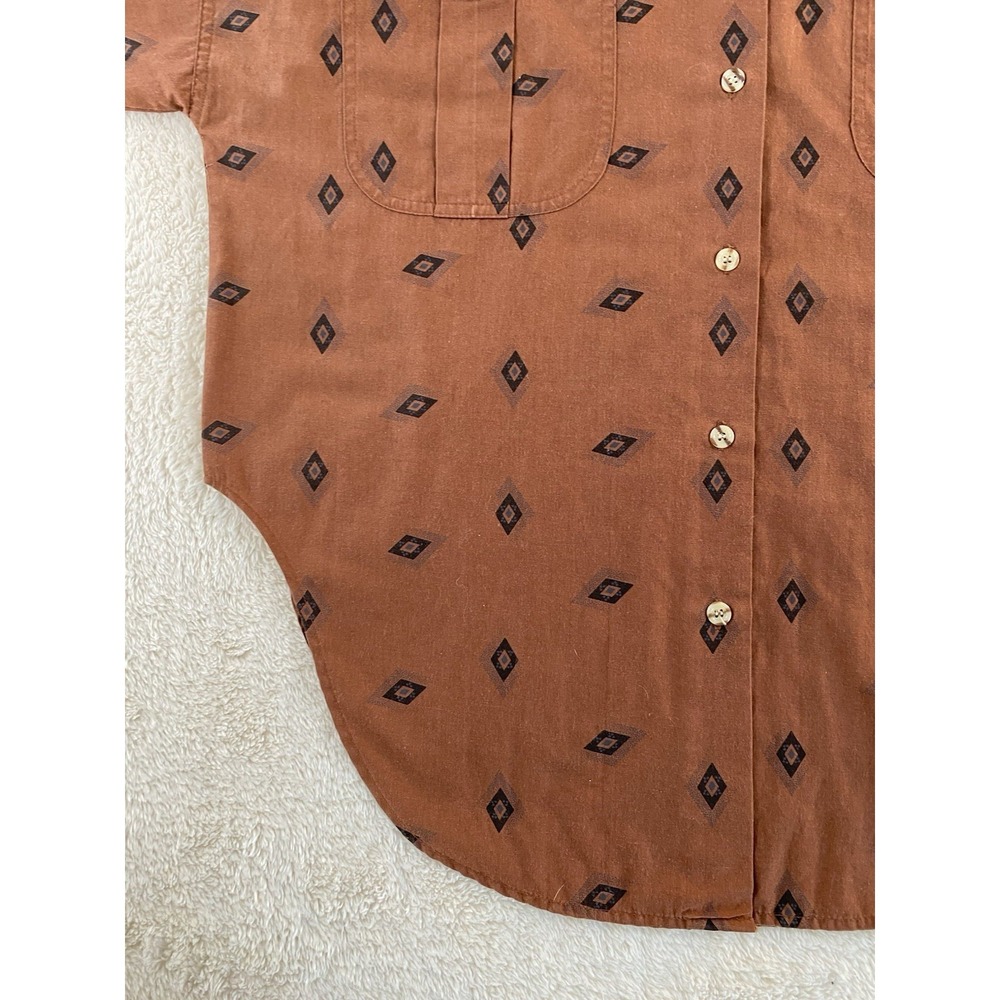 Western Aztec Cowboy Cowgirl Diamond All Over Print Button Up Shirt Size Medium - Picture 5 of 8
